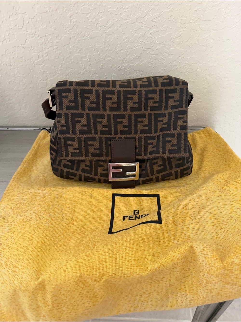 Fendi Brown and Black Zucca Crossbody Bag